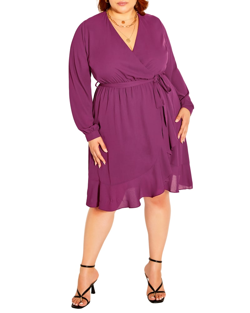 Plus size model wearing Ruthie Ruffle Dress by City Chic | Dia&Co | dia_product_style_image_id:187137